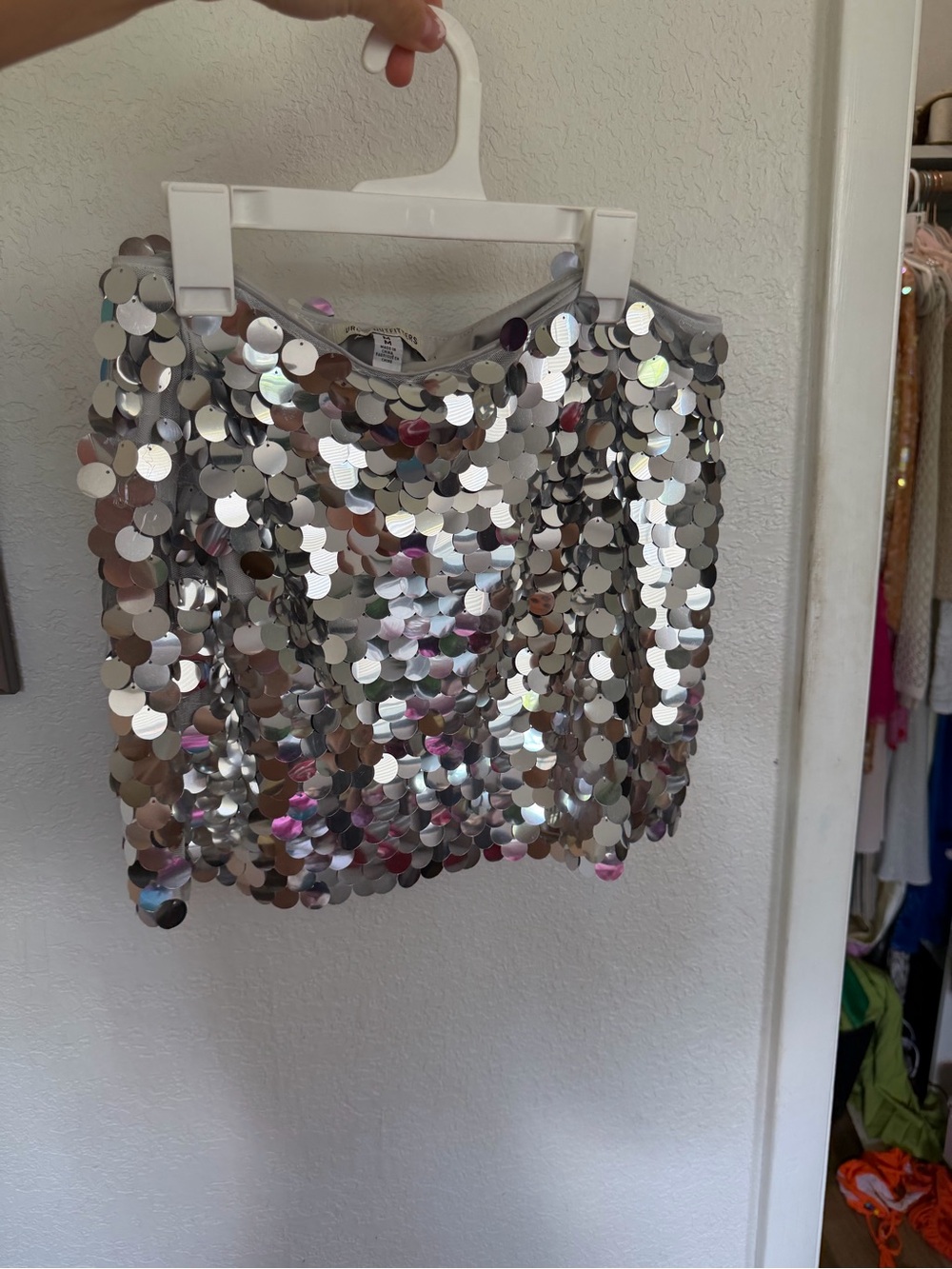 Urban Outfitters Silver Sequin Top